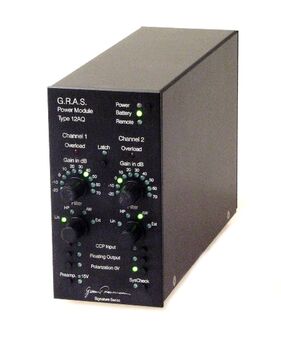 12AQ – 2-Kanal Mikrofon-Versorgungsmodul, LEMO, mit Verstärkung und PC-Interface